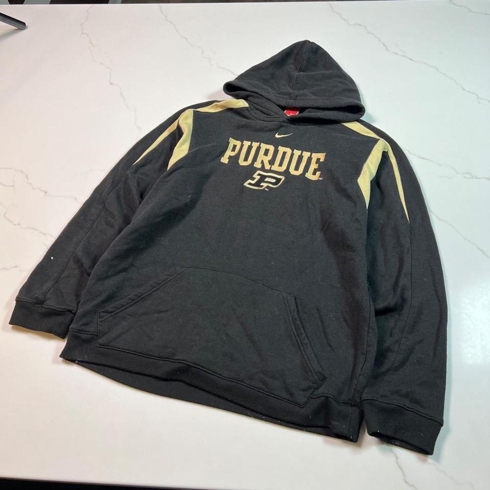 Nike Purdue Boilermakers Hoodie Mens Large Black Gold NCAA Team Pullover